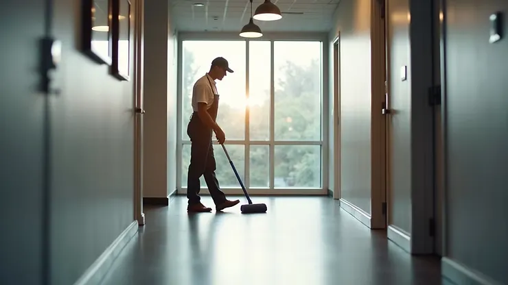 Schoonmaakteam in een kantoorruimte