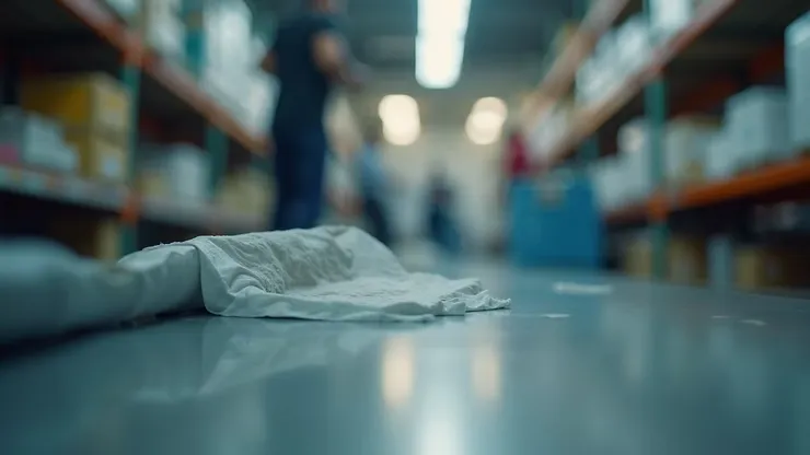 Schoonmaker bezig met raamreiniging