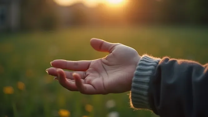 Hand met afwasborstel boven gootsteen