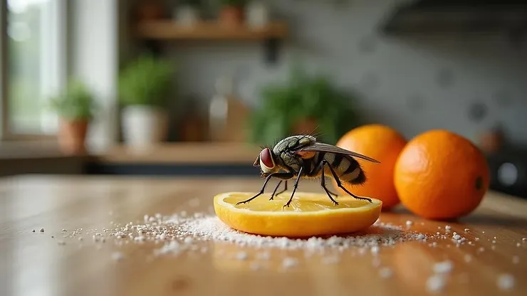 Fles ecologisch schoonmaakmiddel op houten tafel